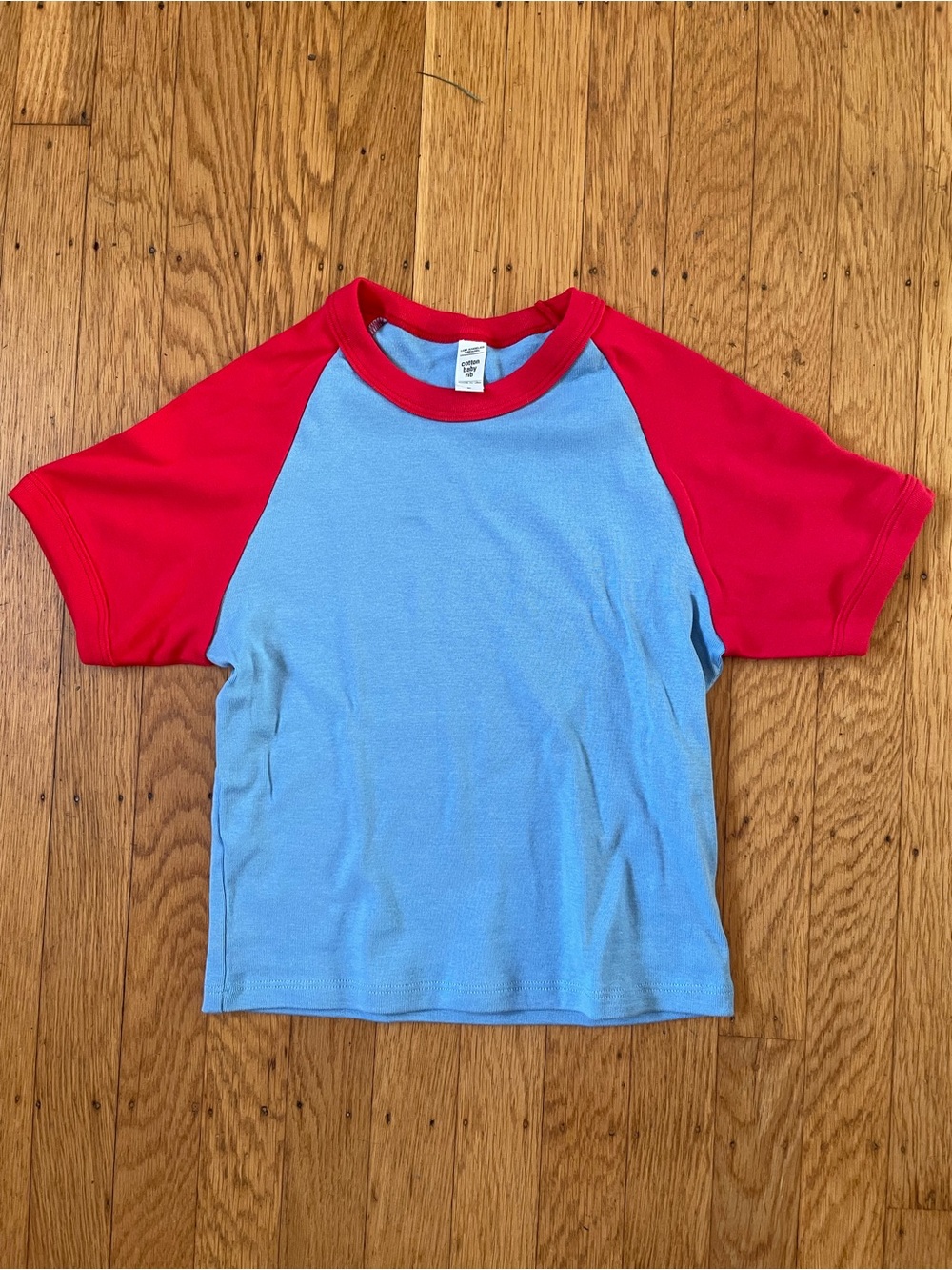 LA Apparel Blue and Red Baby Raglan Tee